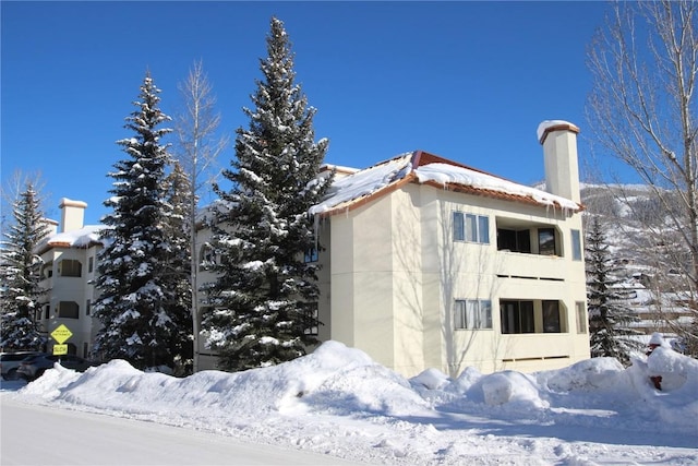 view of snow covered exterior