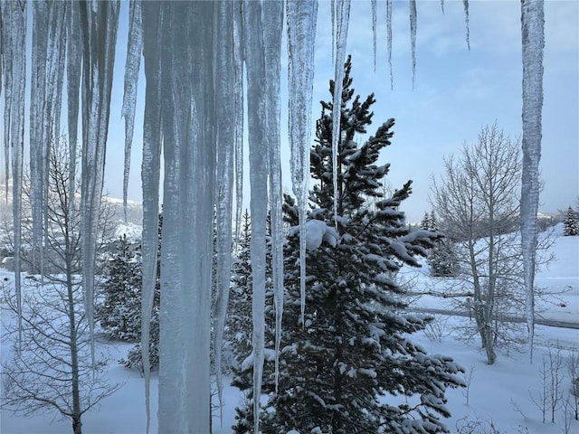 view of snow covered property