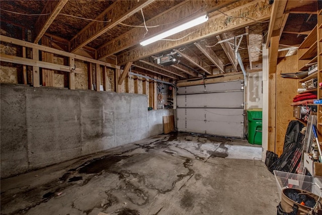 garage with a garage door opener