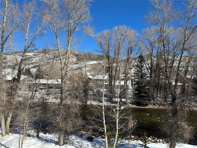 snowy view featuring a mountain view