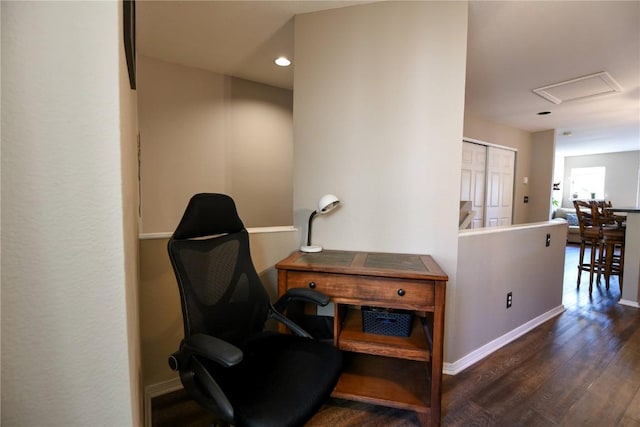 living area featuring dark hardwood / wood-style flooring