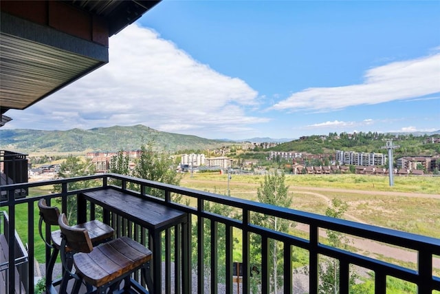 balcony with a mountain view