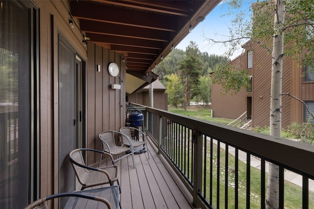 balcony featuring area for grilling