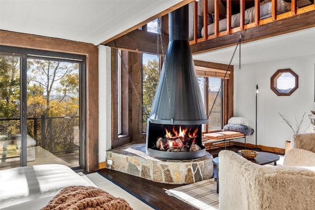 interior space with a healthy amount of sunlight and hardwood / wood-style flooring