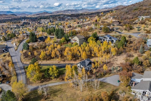 bird's eye view featuring a mountain view