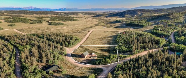 birds eye view of property featuring a mountain view