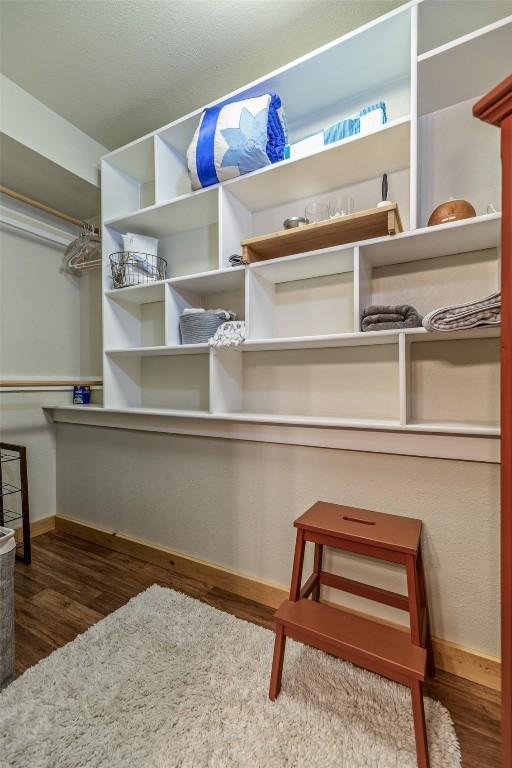 walk in closet featuring wood finished floors