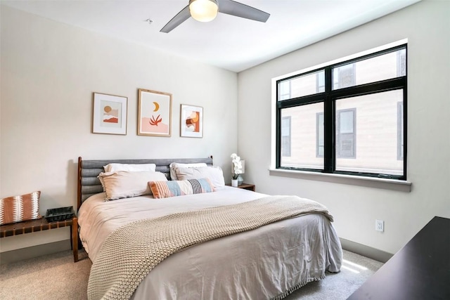 bedroom featuring carpet and ceiling fan