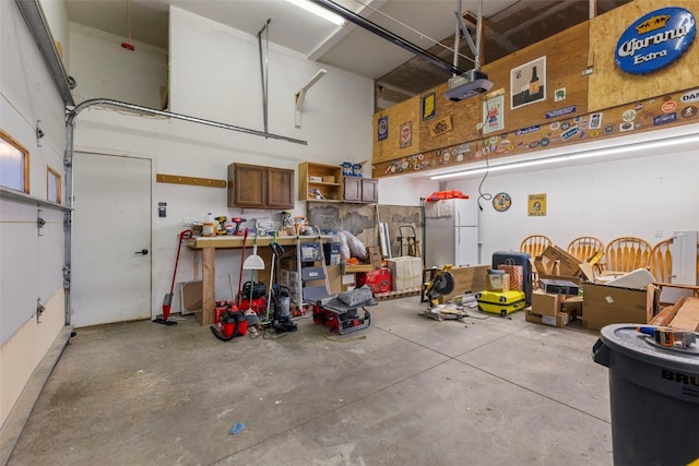 garage with a garage door opener