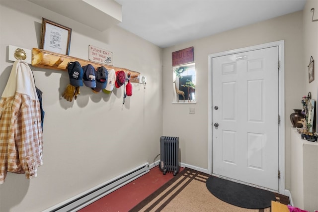 interior space with radiator and a baseboard radiator