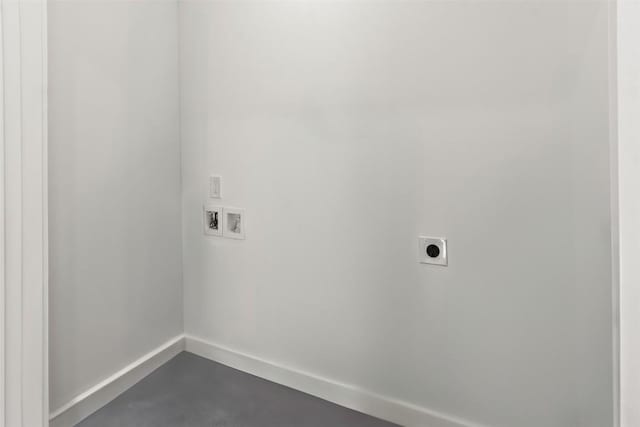 washroom with hookup for an electric dryer and washer hookup