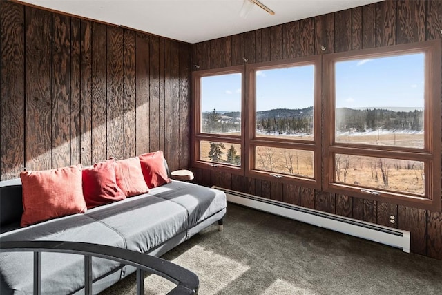 sunroom / solarium featuring a baseboard heating unit