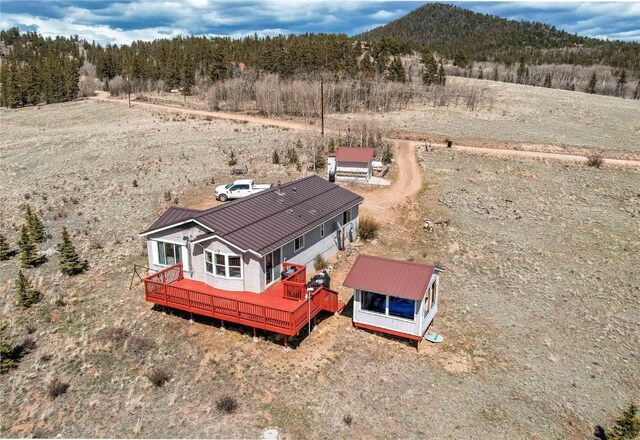 drone / aerial view with a mountain view