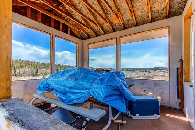 sunroom / solarium featuring a healthy amount of sunlight and vaulted ceiling