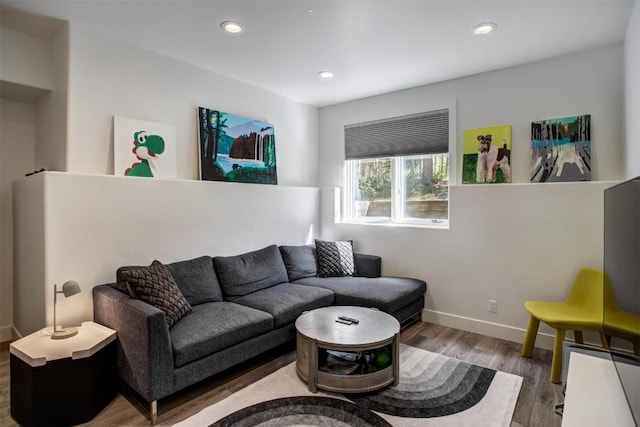 living room with light wood-type flooring