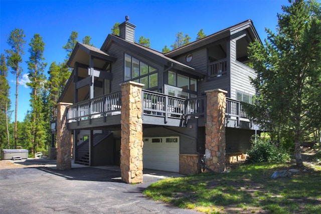 exterior space with a garage