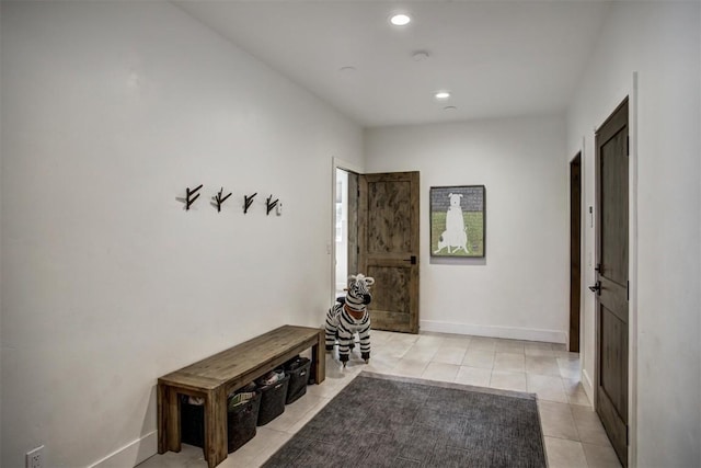 mudroom featuring light tile patterned flooring