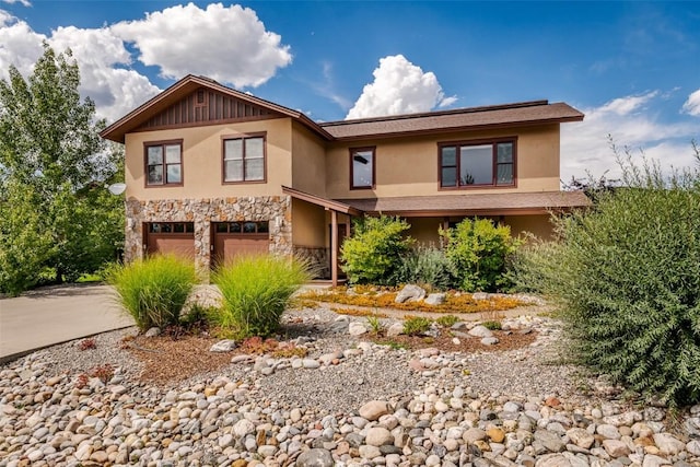 view of front of home with a garage