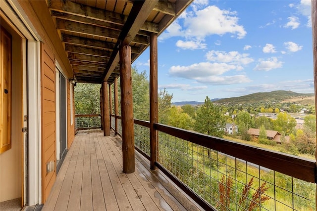 deck featuring a mountain view