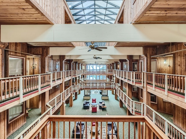 interior space with a ceiling fan