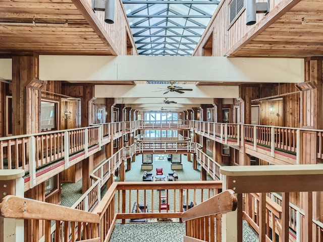 interior space featuring ceiling fan