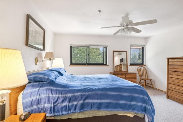 bedroom featuring carpet floors and ceiling fan