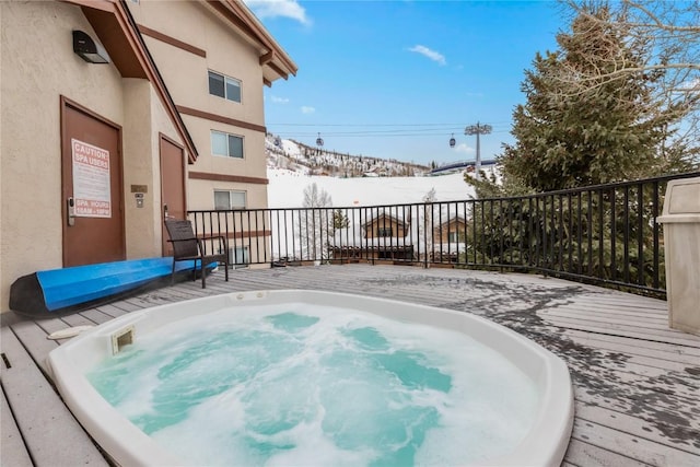 view of snow covered pool