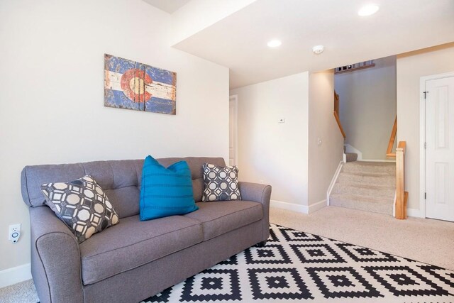 living room featuring carpet flooring