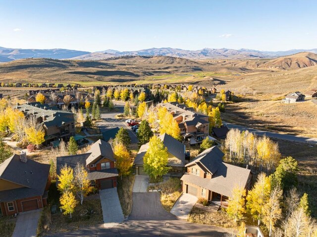 drone / aerial view with a mountain view