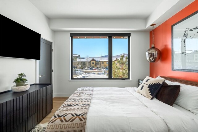 bedroom with hardwood / wood-style floors