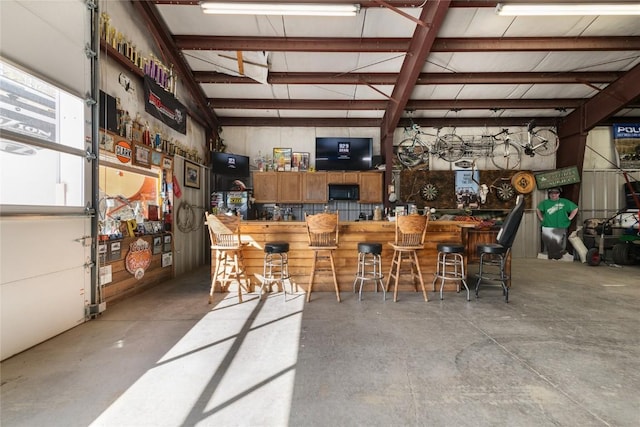 interior space featuring a workshop area