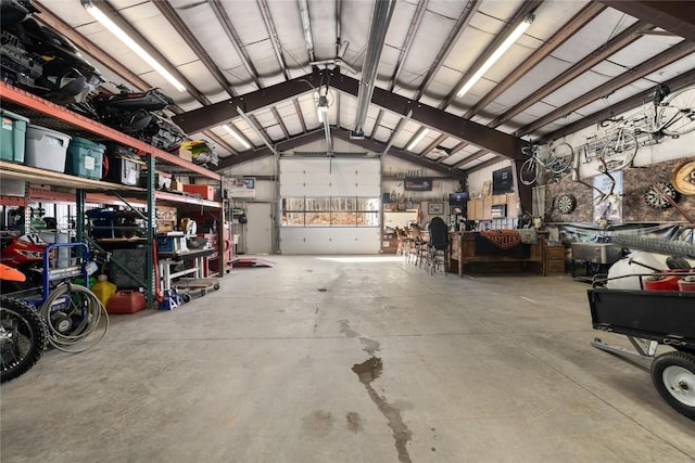 garage featuring a workshop area