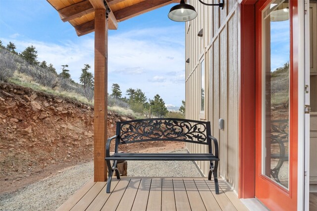 stairway featuring wood ceiling