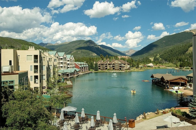 view of water feature with a mountain view