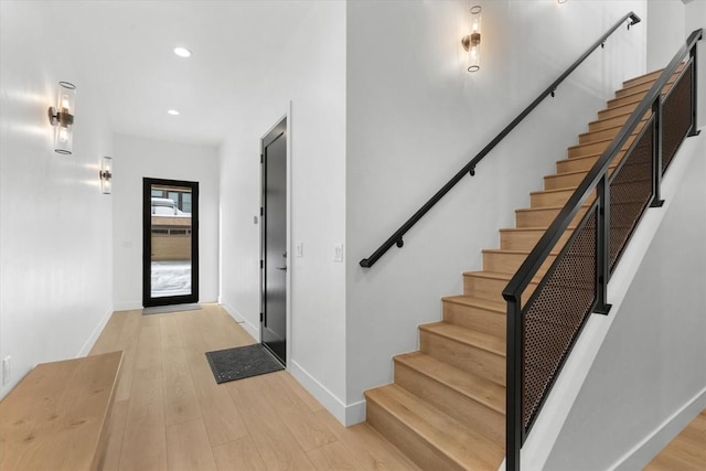 entrance foyer featuring light wood-type flooring