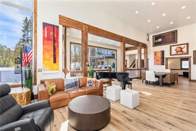 living room featuring light hardwood / wood-style flooring