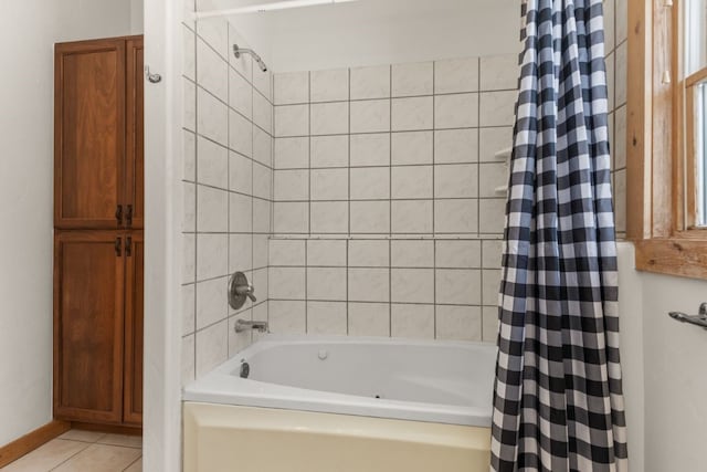 bathroom featuring tile patterned floors and shower / bath combination with curtain