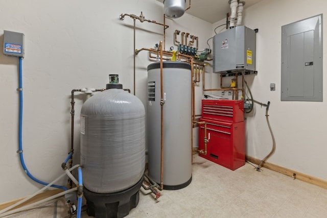 utilities with gas water heater and electric panel