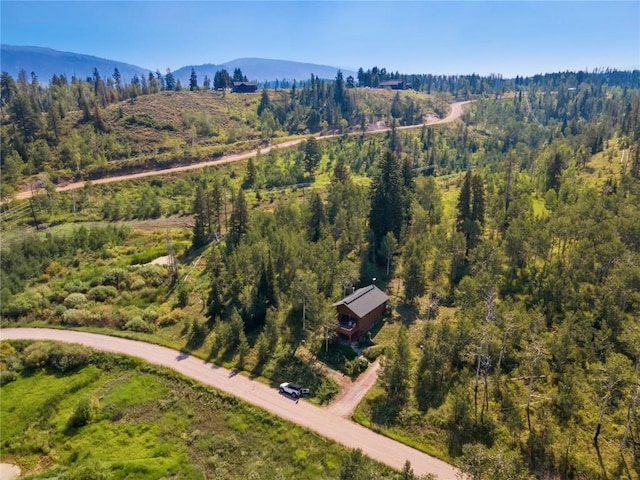 aerial view with a mountain view