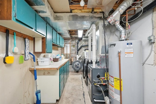 utility room with gas water heater