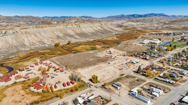 drone / aerial view with a mountain view