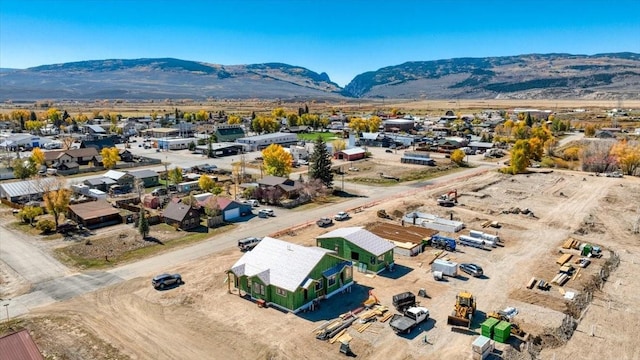 birds eye view of property featuring a mountain view