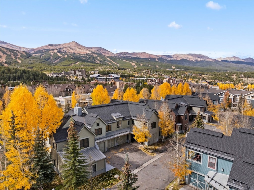 aerial view with a mountain view