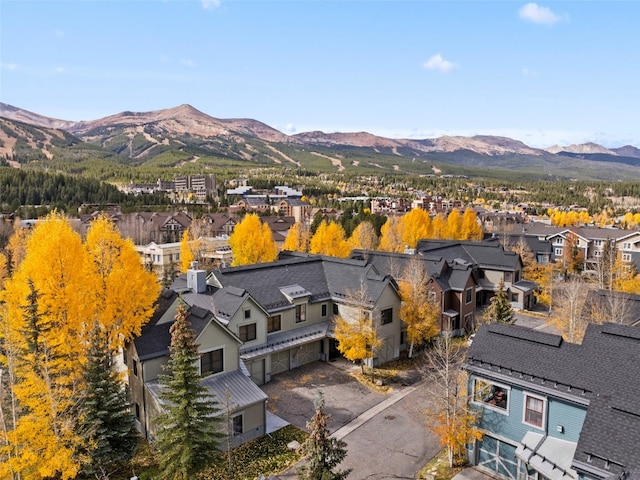 aerial view with a mountain view