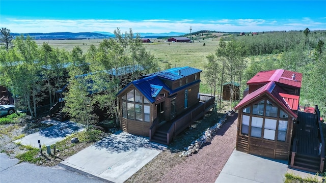 drone / aerial view with a mountain view