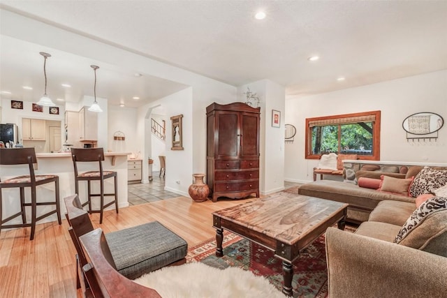 living room featuring light hardwood / wood-style flooring