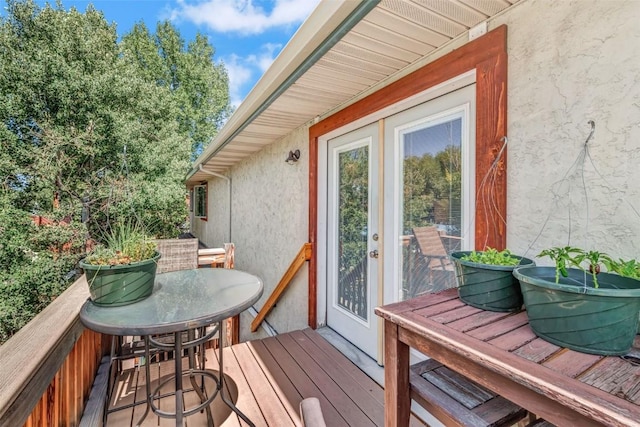 wooden balcony with a deck