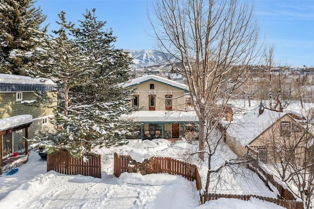 exterior space featuring a mountain view