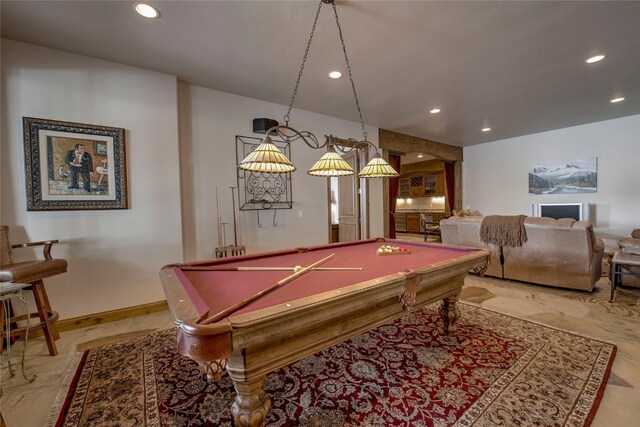 playroom featuring billiards