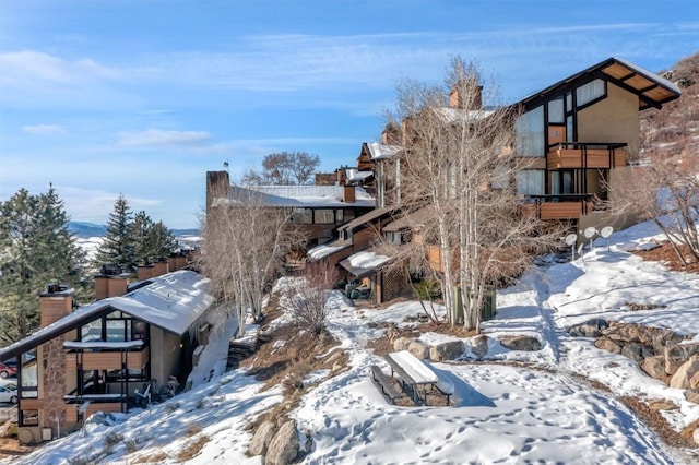 view of snow covered exterior